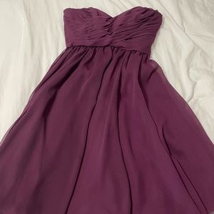 Purple strapless short dress